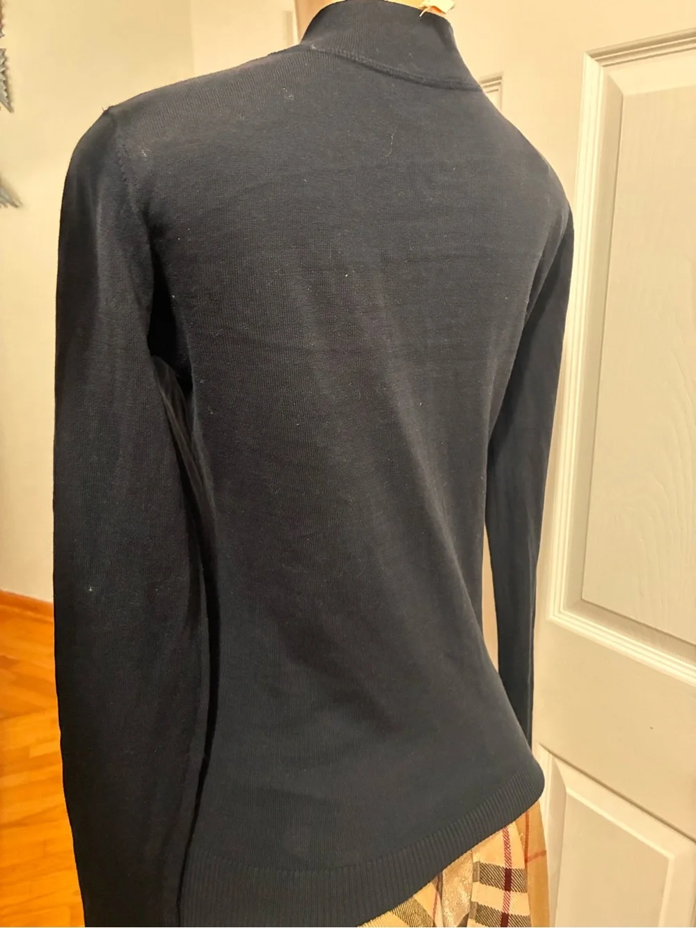 Tory Burch Navy Button-Front V-Neck Cardigan with Logo Buttons